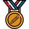 gold medal with pencil